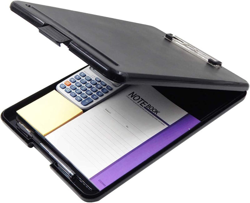 KACHKIT 4 Clip Pad/Clipboard with Storage Case for Paper and Document File Storage Holder,Writing Pad, Plastic Clipboard Ideal for Nurse Ped,Students Ped,Teachers,Office, Pcs-1, (Black) - Image 5