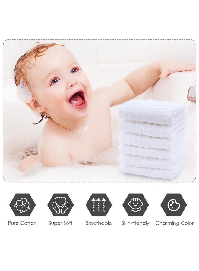 Cute Castle 12 Pack Muslin Baby Washcloths - Large 12'' by 12'' - Ultra Soft 100% Cotton - Super Absorbent Burp Cloths for Unisex, Boy, Girl -White - Image 2