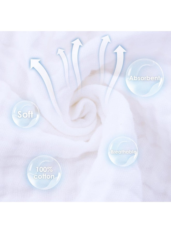 Cute Castle 12 Pack Muslin Baby Washcloths - Large 12'' by 12'' - Ultra Soft 100% Cotton - Super Absorbent Burp Cloths for Unisex, Boy, Girl -White - Image 5