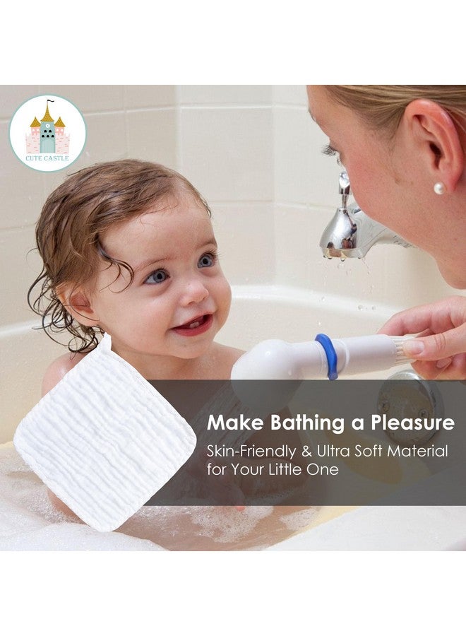 Cute Castle 12 Pack Muslin Baby Washcloths - Large 12'' by 12'' - Ultra Soft 100% Cotton - Super Absorbent Burp Cloths for Unisex, Boy, Girl -White - Image 4