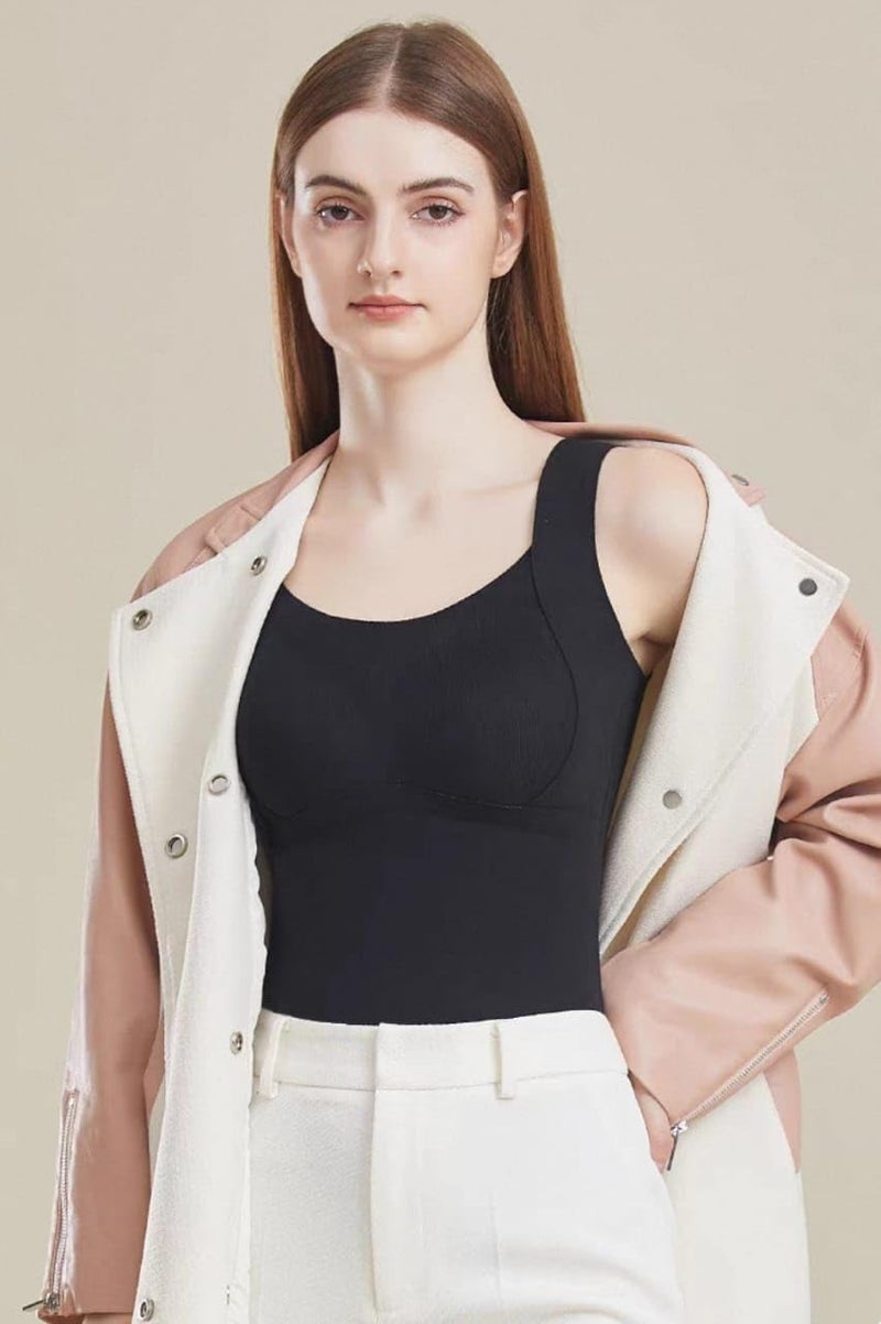 Celary Women’s Winter Ribbed Thermal Padded Camisole Top || Soft Warm Fleece Innerwear for Layering || Stretchable Spaghetti Strap Slip || Lightweight Heat Retention Vest for Winter - Image 2
