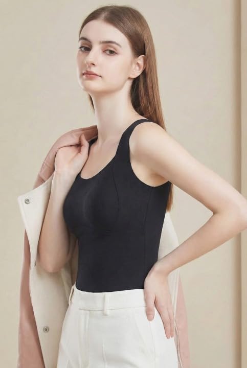 Celary Women’s Winter Ribbed Thermal Padded Camisole Top || Soft Warm Fleece Innerwear for Layering || Stretchable Spaghetti Strap Slip || Lightweight Heat Retention Vest for Winter - Image 5