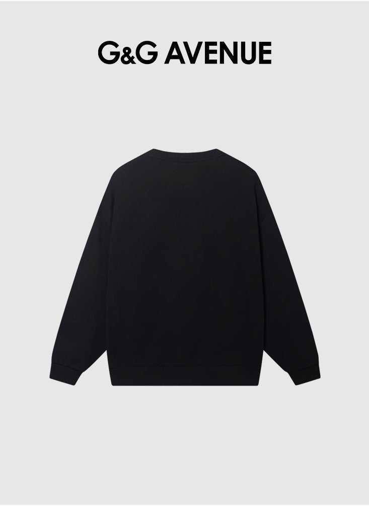G&G AVENUE Spring and autumn unisex pure cotton round neck long Oversized sweatshirt, casual style soft beach long shirt, black long sleeves, hippie casual beach long sleeves  - Image 3
