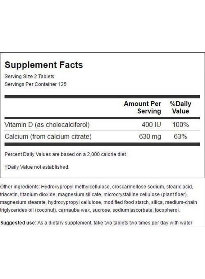 SWANSON Calcium Citrate & Vitamin D 250 Tabs - Image 2