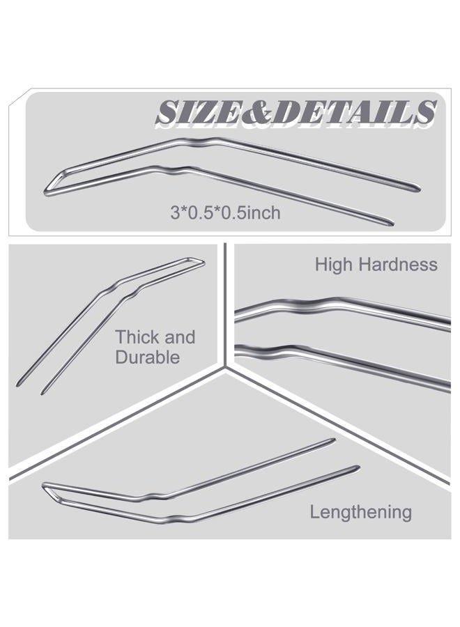 Mtlee 24 Pcs U-Shaped Hair Styling Pins for Women & Girls - Metal Bun Forks with Storage Box for Thick, Thin, Long, Curly Hair (Silver, 3 Inch) - Image 2