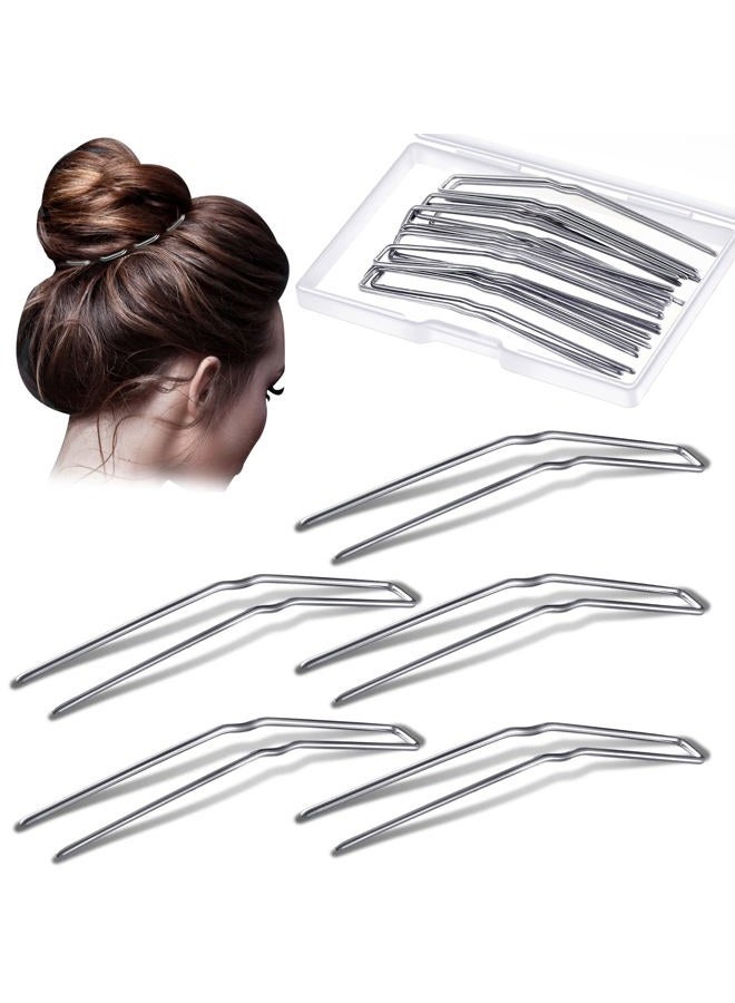 Mtlee 24 Pcs U-Shaped Hair Styling Pins for Women & Girls - Metal Bun Forks with Storage Box for Thick, Thin, Long, Curly Hair (Silver, 3 Inch) - Image 1