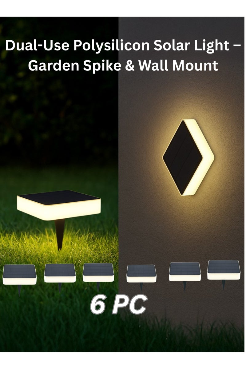 Vmax 6-Piece White Solar Powered LED Lights – Outdoor Garden, Fence & Pathway Illumination, Waterproof, Energy Saving, Auto On/Off, Dual Mount Design - Image 1