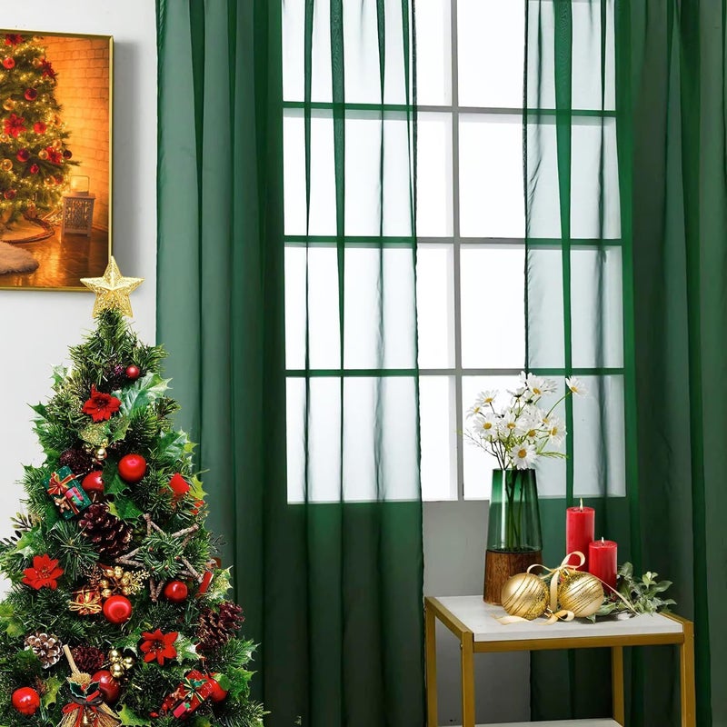 SpaceDresser Sheer Voile Window Treatment Rod Pocket Curtain Panels for Kitchen Bedroom Living Room Drapes Sunlight Filtering Privacy Semi Home Decor Assorted Colors Sizes (Foliage Green, 52 W x 84 L) - Image 5
