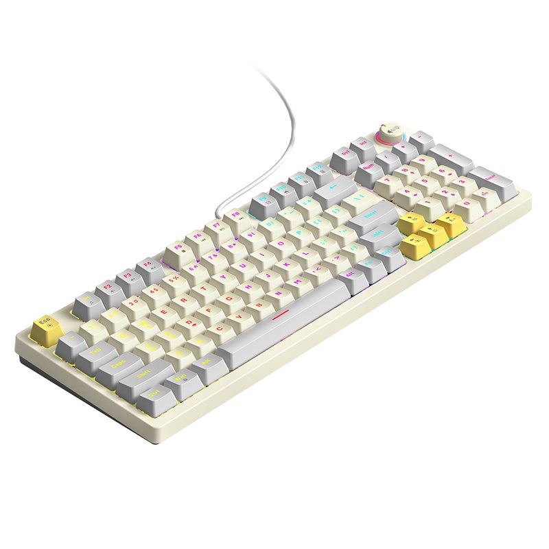 لوحة مفاتي ميكانيكية T-WOLF T50 96+1 مفتاحًا - لوحة ألعاب سلكية بجانب عالي الجودة من مادة ABS، ومفاتيح منقوشة بلونين، ومفاتيح زرقاء، وتصميم مضغوط، ومضيئة خلفية RGB متنوعة بـ12 وضعًا إضاءيًا، متوافقة مع أنظمة ويندوز XP/7/8/10/VISTA - Image 1