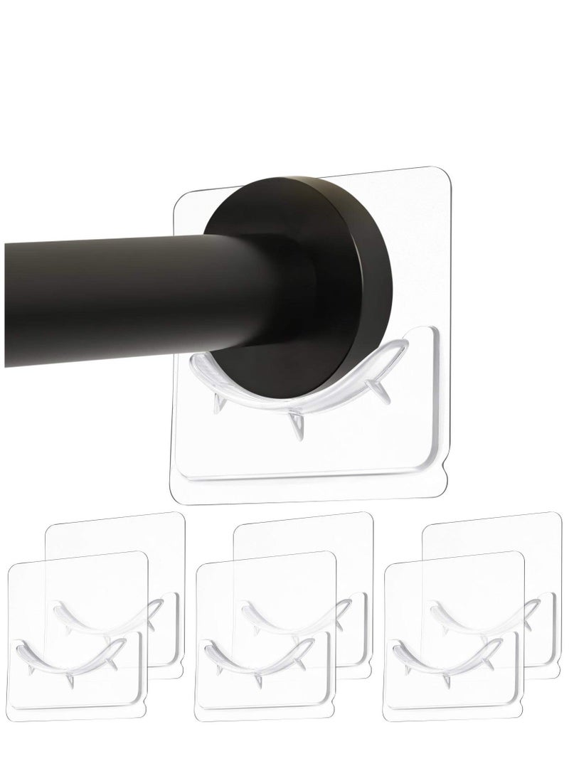 6 Piece Adhesive Shower Curtain Rod Holder, Adhesive Wall Mounted Shower Rods Holder Drill-Free Install, Adhesive Rod Mount Retainer, No Drilling, Not Include Shower Curtain Rod  - Image 1