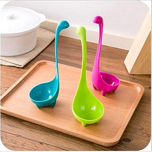 APURK Ladle Spoon Soup Serving Plate Green Cooking Ladle for Serving Soup Stew Gravy & Chili High Heat Resistant Loch Ness Stand Up Soup Ladle (Pack of 1) Multi Color. - Image 5