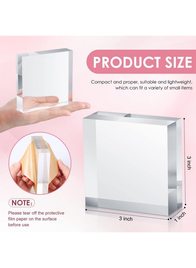 Vicenpal Vicenpal 16 Pieces Acrylic Square Display Blocks 3 x 3 x 1 Inches Clear Polished Acrylic Cube Jewelry Display Stand Ring Showcase Holder Base  - Image 3