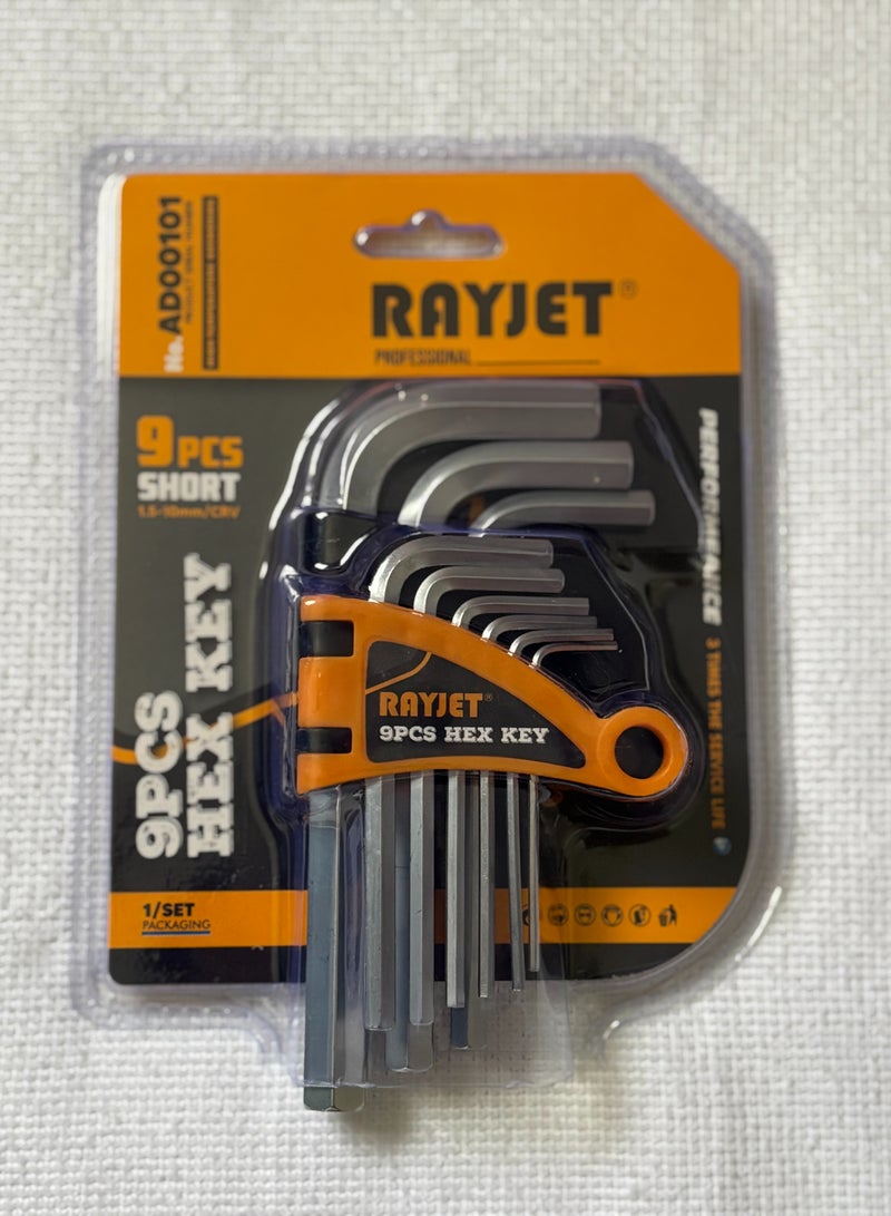 RAYJET 9PCS hexagonal flat head short wrench set | Chrome vanadium steel with high hardness | 1.5-10mm full size | Portable and non-slip | Precision maintenance tool!  - Image 3