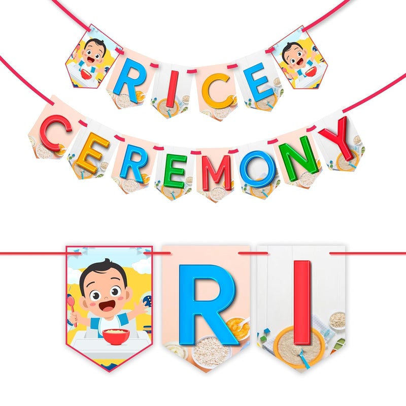 Wobbox Shubh Annaprashan Decoration Items Set which Includes Baby annaprashan Ceremony Props Subh Annaprashan Banner Backdrop Foil Curtain Rice Ceremony Decorations Items52 Pcs SetFP5765 - Image 4
