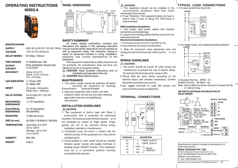 Selec 800Sq-A Din Rail On Delay Timer - Image 4
