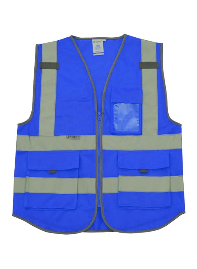 NIBEMINENT High Visibility Reflective Safety Work Vest With Multiple Pockets Blue 0.26kg
