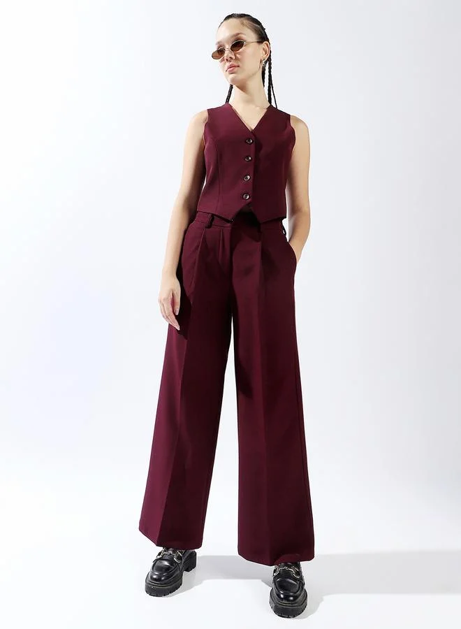 U-Neck Sleeveless Waistcoat With Trouser Co ord set