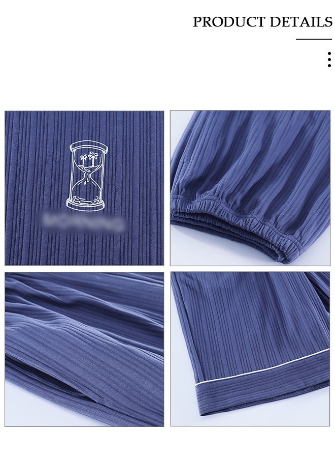 DUNISO Men's Soft Pajamas Set 2 Piece Cotton Sleepwear Short Sleeve  Crewneck Top and Shorts Loungewear Summer Sleepwear Set Home Wear - Image 3