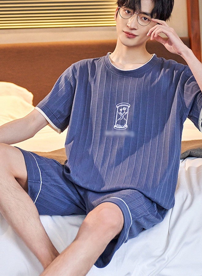 DUNISO Men's Soft Pajamas Set 2 Piece Cotton Sleepwear Short Sleeve  Crewneck Top and Shorts Loungewear Summer Sleepwear Set Home Wear - Image 5