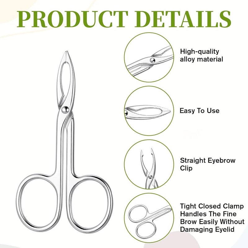 2 PCS Scissor Tweezers for Eyebrows, Metal Straight Tip Scissor Tweezers with Handles, Flat Plucker Tweezers Scissors for Remover Facial Hair and Eyebrow Care(Silver) - Image 3