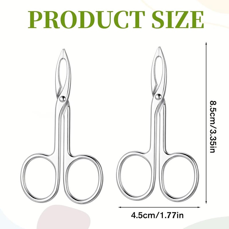 2 PCS Scissor Tweezers for Eyebrows, Metal Straight Tip Scissor Tweezers with Handles, Flat Plucker Tweezers Scissors for Remover Facial Hair and Eyebrow Care(Silver) - Image 2