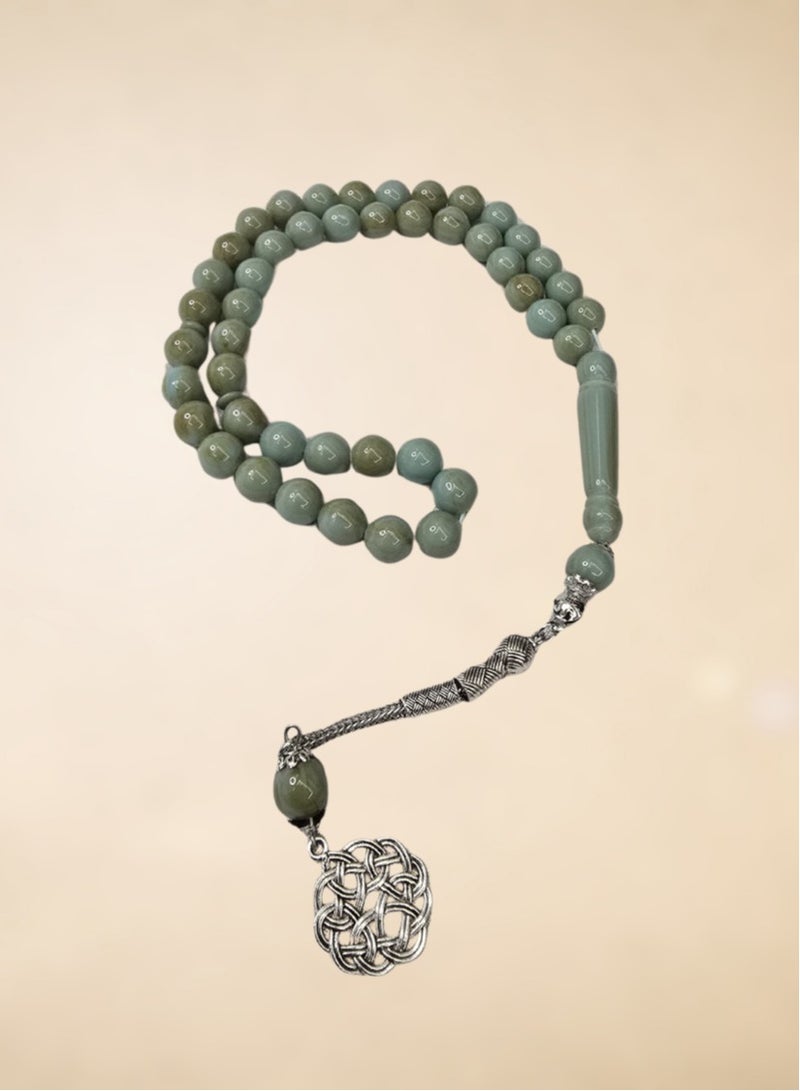 مسك مسبحة تركوازية فاخرة بالأحجار و التصميم المميز | للحج و العمرة | للهدايا| للعيد - Image 2