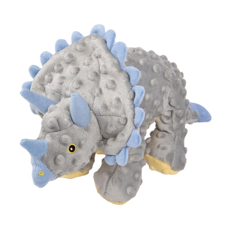 goDog Dinos Frills Squeaky Plush Dog Toy with Chew Guard Technology Durable Fabric Squeaker for Active Play Gray Large - Image 2