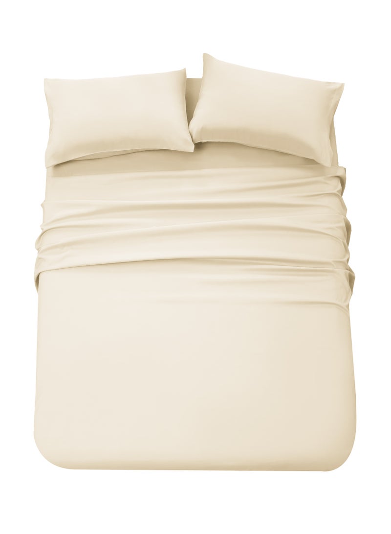 Panax Bedding King Bed Sheets Set - 4 Piece Bedding - Brushed Microfiber - Shrinkage and Fade Resistant - Easy Care (Ivory, King) - Image 2