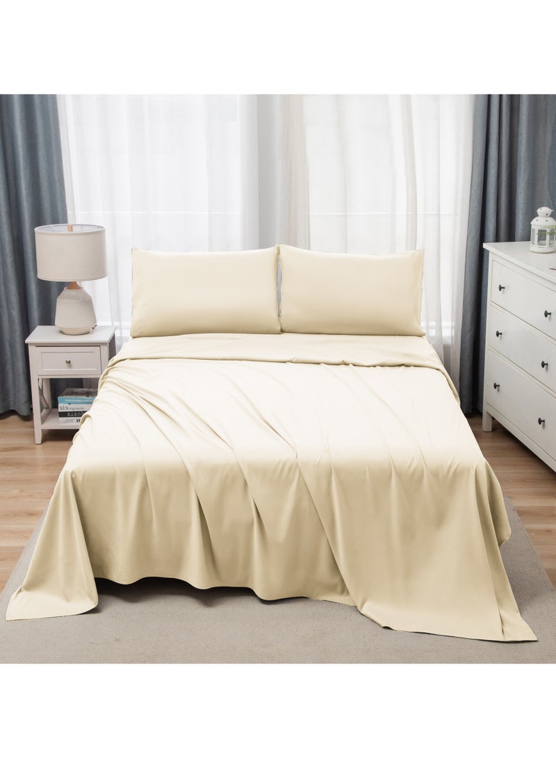 Panax Bedding King Bed Sheets Set - 4 Piece Bedding - Brushed Microfiber - Shrinkage and Fade Resistant - Easy Care (Ivory, King) - Image 1