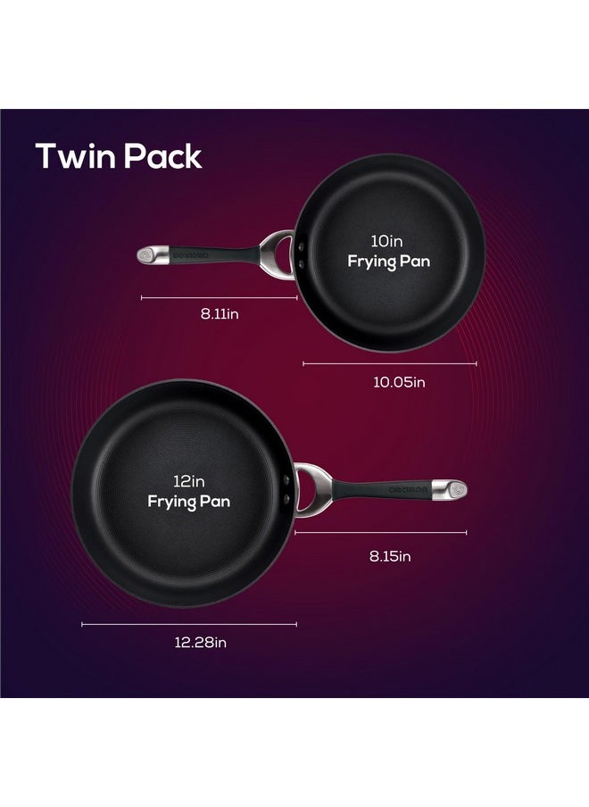 Circulon Circulon Symmetry Hard Anodized Nonstick Frying Pan Set / Skillet Set - 10 Inch and 12 Inch, Black  - Image 3