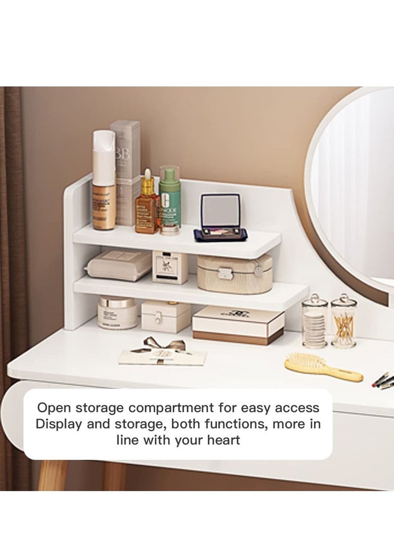 XiuWoo - Modern Vanity Table Make-up Dressing Table with Mirror and Two Drawers Organizer for Girls Women Bedroom Bathroom Small Space Dresser Desk 80*40*120cm - Image 1