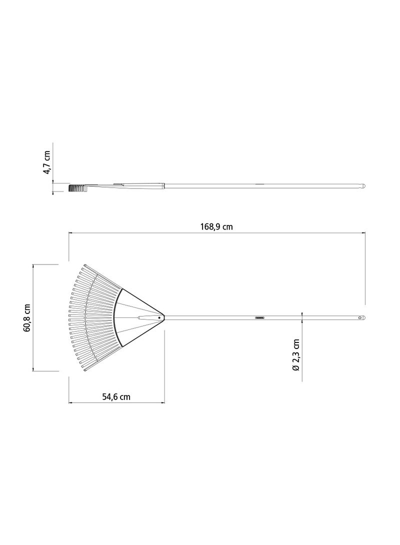 Tramontina 26 Teeth Black Polypropylene GardenLeaf Rake with 120cm Varnished-finish with Wood Handle - Image 2