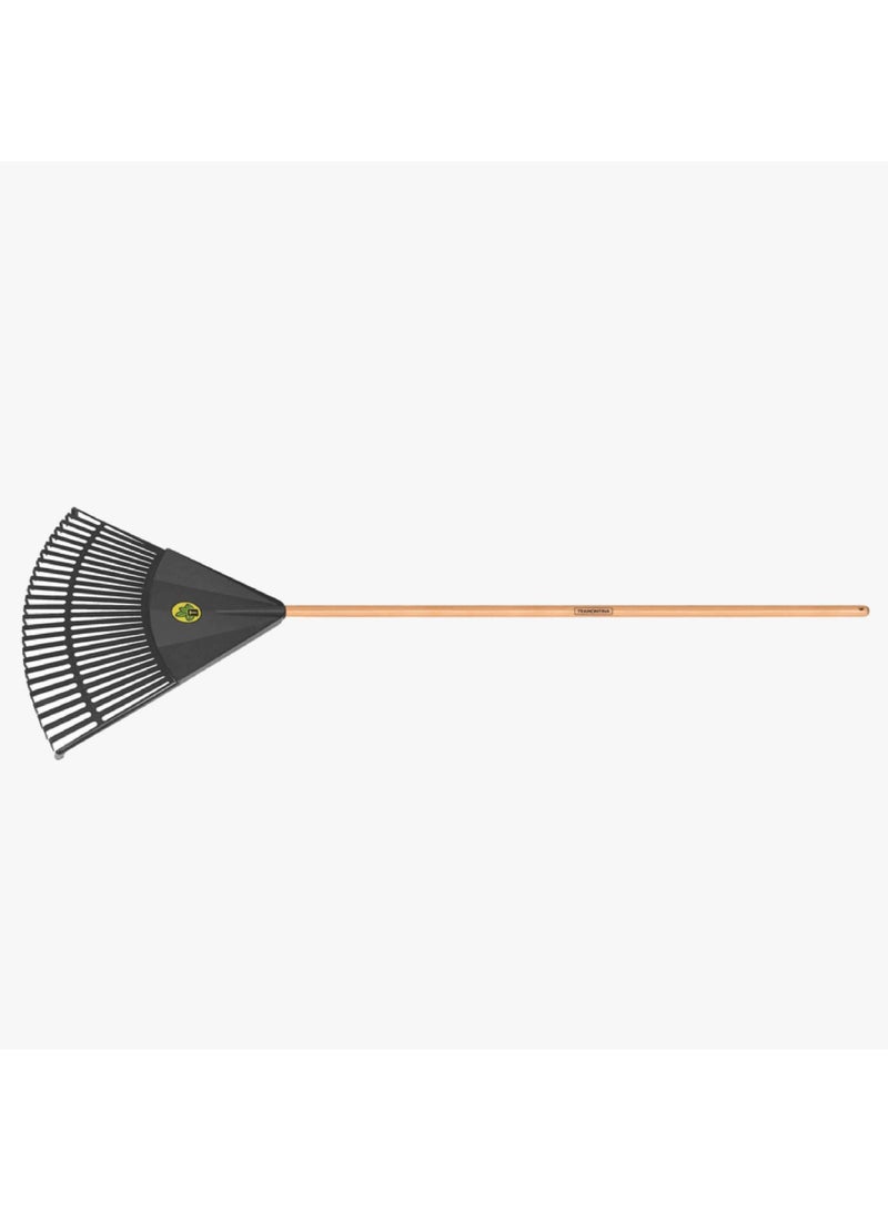 Tramontina 26 Teeth Black Polypropylene GardenLeaf Rake with 120cm Varnished-finish with Wood Handle - Image 1