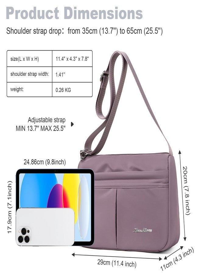 LassZone Nylon Shoulder Bag for Women Trendy Large Capacity Handbag Multi-Pocket Crossbody Bag Fashion Handle Satchel (Pink) - Image 4