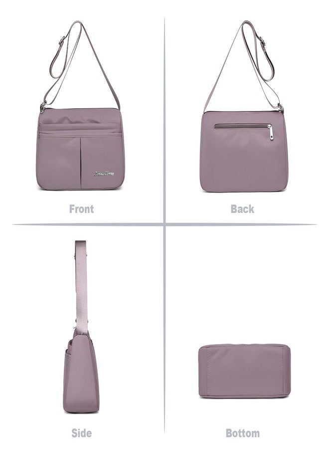 LassZone Nylon Shoulder Bag for Women Trendy Large Capacity Handbag Multi-Pocket Crossbody Bag Fashion Handle Satchel (Pink) - Image 3