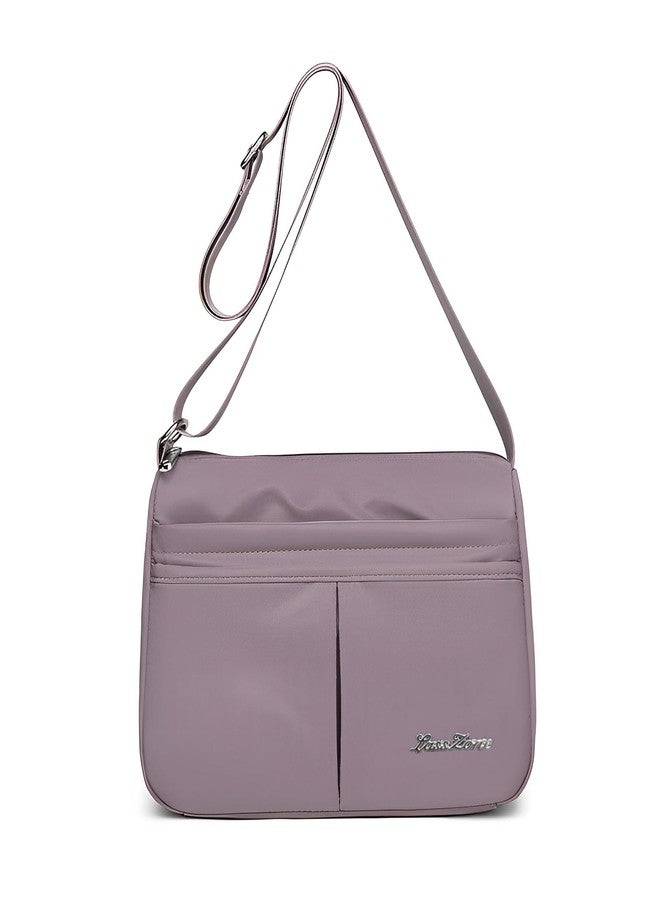 LassZone Nylon Shoulder Bag for Women Trendy Large Capacity Handbag Multi-Pocket Crossbody Bag Fashion Handle Satchel (Pink) - Image 1