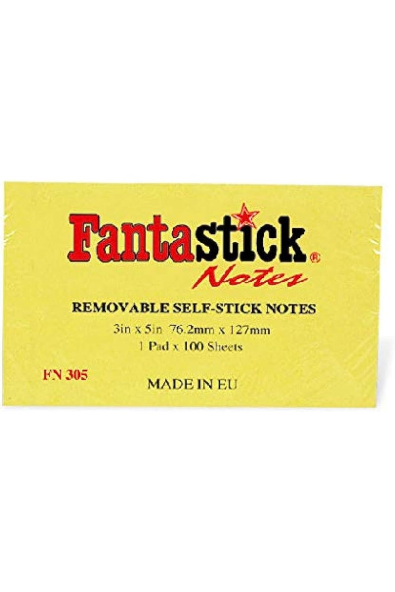 Fantastick Post It Pad Sticky Notes, 3-Inch x 5-Inch, Yellow - Image 1
