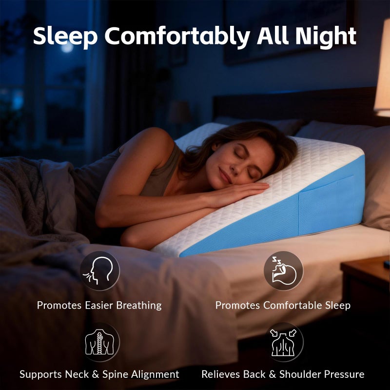 COLDHUNTER Wedge Pillow for Sleeping, 7.5" Bed Wedge After Surgery, Back Pain Relief, Memory Foam Pillow Triangle Incline Wedge for Back Support, Leg Elevation - Image 3