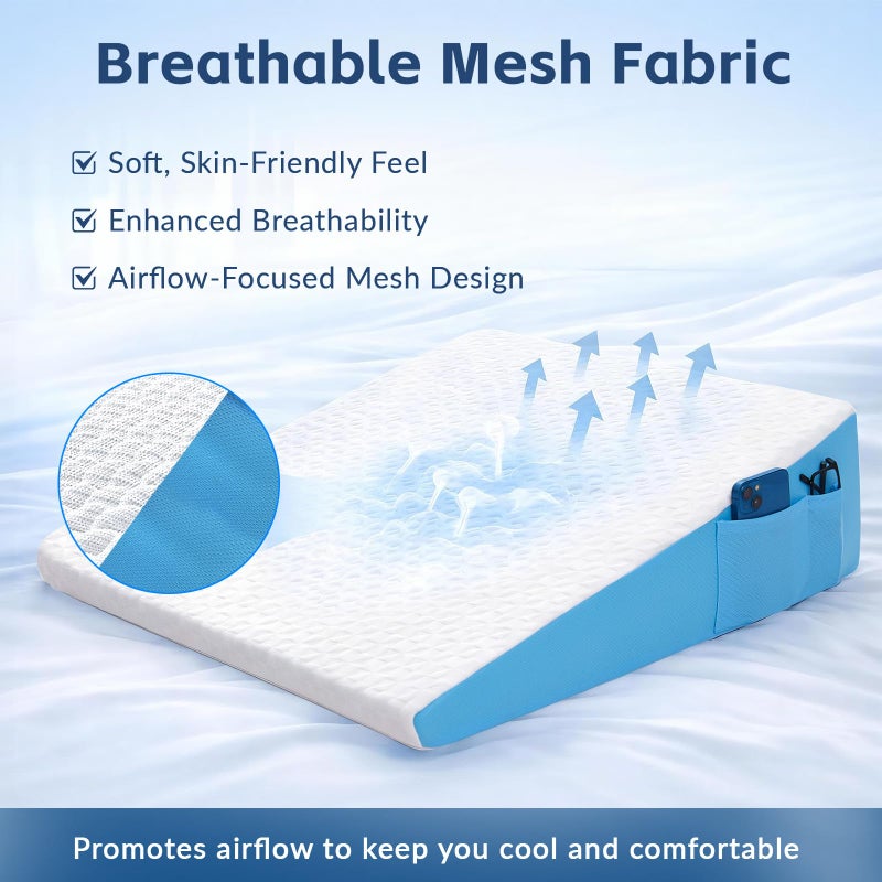 COLDHUNTER Wedge Pillow for Sleeping, 7.5" Bed Wedge After Surgery, Back Pain Relief, Memory Foam Pillow Triangle Incline Wedge for Back Support, Leg Elevation - Image 4