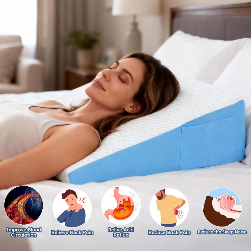 COLDHUNTER Wedge Pillow for Sleeping, 7.5" Bed Wedge After Surgery, Back Pain Relief, Memory Foam Pillow Triangle Incline Wedge for Back Support, Leg Elevation - Image 2