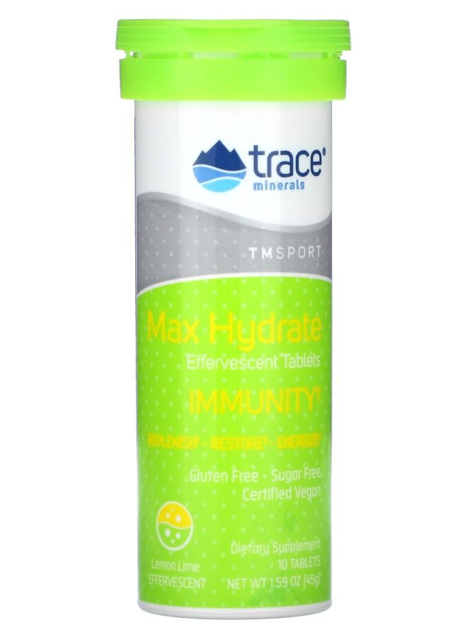 TRACE TM Sport Max-Hydrate Immunity Effervescent Tablets Lemon Lime 8 Tubes 10 Tablets Each - Image 2