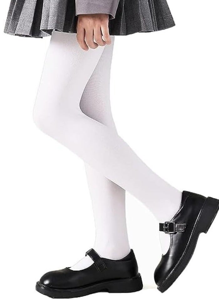 Children's girls' winter plain wool tights, soft thick pantyhose for school, long socks to keep warm, warm winter tights for girls, off white - Image 1