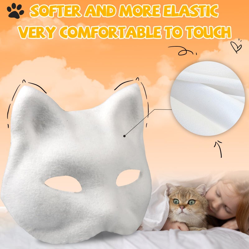 Giftota 47 Pcs DIY Therian Mask Kit for Boys Girls - 8 Blank Cat Mask with Super Soft Felt Fabric Sheet, Plush Faux Fur, Eye Mesh, Gem Sticker - DIY Fox Masks for Christmas Masquerade Cosplay Party - Image 3