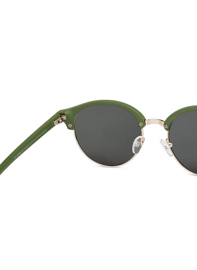 VINCENT CHASE Vincent Chase By Lenskart | Matte Green Grey Full Rim Square Branded Latest and Stylish Sunglasses | Polarized and 100% UV Protected | Men & Women | Medium | VC S14482