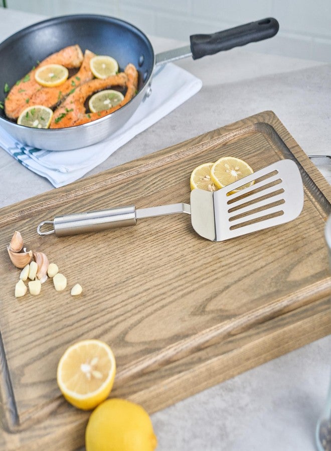 ريستورنت وير ملعقة تقليب من الفولاذ المقاوم للصدأ مقاس 12.5 بوصة من ريستورانت وير - ملعقة معدنية مقاومة للحرارة بمعيار ألماني، بمقبض مريح، آمنة للغسل في غسالة الأطباق - ملعقة تقليب للمطبخ للشواء والقلي - Image 4