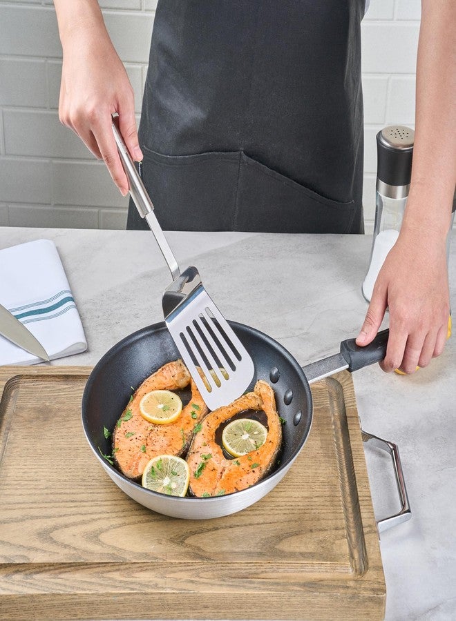 ريستورنت وير ملعقة تقليب من الفولاذ المقاوم للصدأ مقاس 12.5 بوصة من ريستورانت وير - ملعقة معدنية مقاومة للحرارة بمعيار ألماني، بمقبض مريح، آمنة للغسل في غسالة الأطباق - ملعقة تقليب للمطبخ للشواء والقلي - Image 5