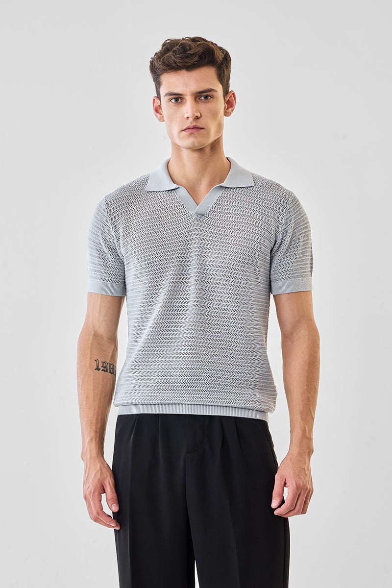 سنيتش تيشيرت قطن % بياقة جوني - Image 1