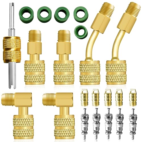 CANIPHA طقم محول R410A، محول ميني سبليت 5/16 إلى 1/4، موصل خرطوم المبرد R410A، مزيل قلب الصمام، طقم مضخة فراغ ميني سبليت لمبرد R410A لمكيف الهواء ميني سبليت - Image 1