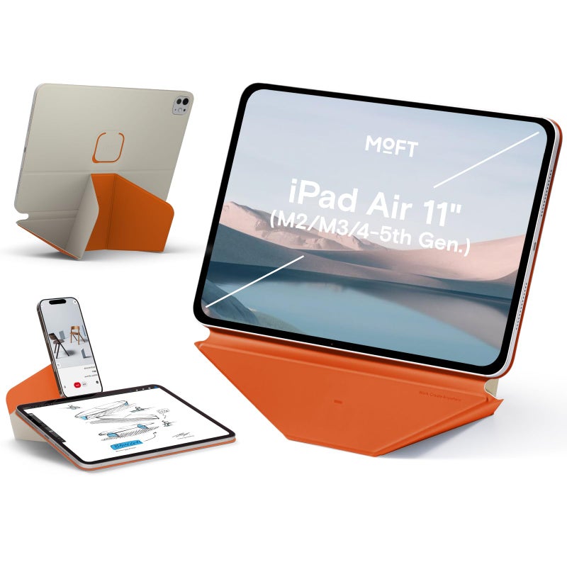 MOFT Dynamic Folio Case for iPad Air 11-inch (M3 2025 / M2 2024) & iPad Air 10.9-inch 5th 4th Generation 2022 2020, Slim Magnetic Stand Case with 20+ Viewing Angles,Ultra Thin,Beach White x Terracotta - Image 1