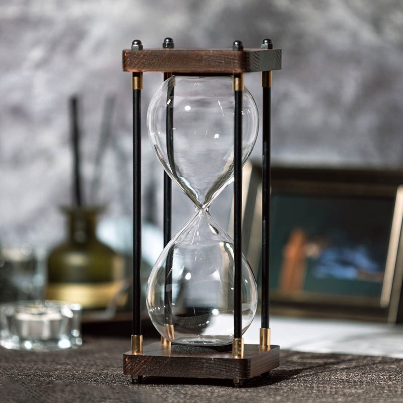 SAMLONG Large Fillable Hourglass Timer Sand Clock Decorative Wooden Empty Hourglass Sand Timer